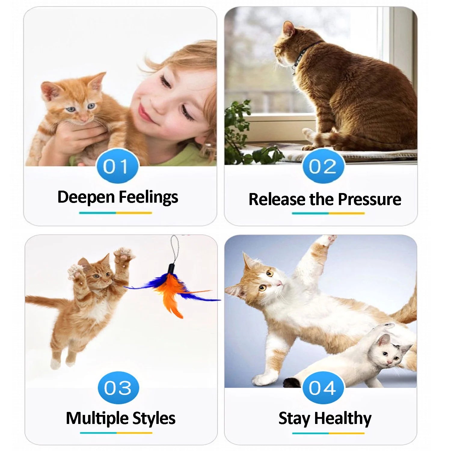 11 Pzas De Plumas Para Gatos, Múltiples Estilos De Plumas Para Juguetes De Gatos, Juguete De Plumas De Repuesto Con Recargas De Campana, Atrapador Interactivo Y Ejercicio Divertido Para Gatitos O Gatos